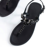 Maia Elia Crystal Sandals - Black