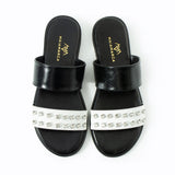 Maia Liva Crystal Slippers - Black White