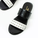 Maia Liva Crystal Slippers - Black White