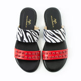 Maia Liva Crystal Slippers - Zebra Red