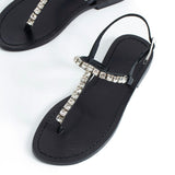 Maia Tila Crystal Sandals - Black