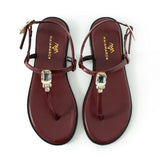 Maia Vega Crystal Sandals - Burgundy