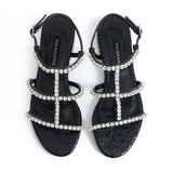 Tina Crystal Sandals - Black