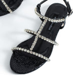 Tina Crystal Sandals - Black