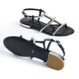 Tina Crystal Sandals - Black